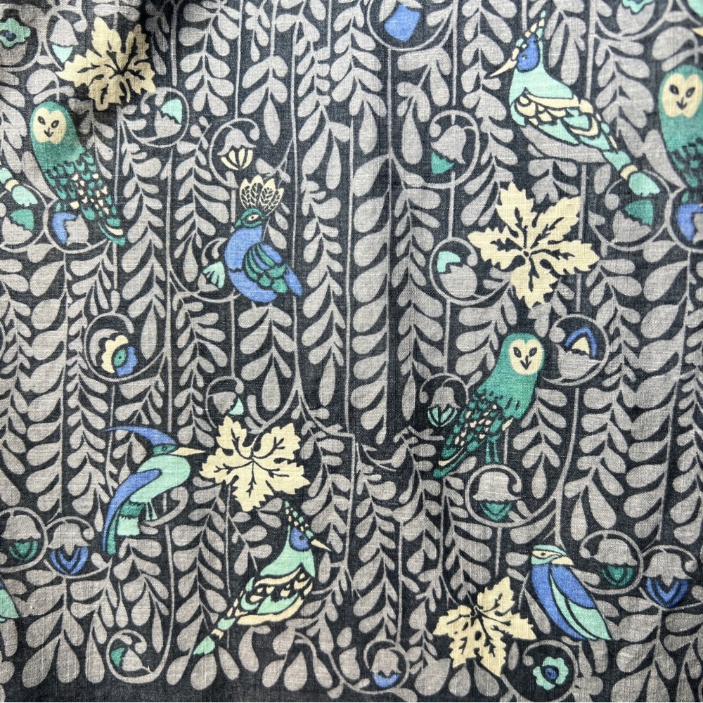 ANTHROPOLOGIE / ELOISE Blue Bird Print Cover-Up Dress w Crochet Details - Sz S - Picture 10 of 11